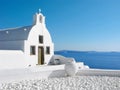 Greece, Santorini, white church over the sea, Cycladic architecture Royalty Free Stock Photo