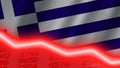 Greece economic downturn red negative neon line light. Business and financial money market crisis concept, 3D Illustration