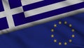 Greece and European Union Flags, Breaking News, Political Diplomacy Crisis Concept Royalty Free Stock Photo