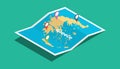 Greece explore maps with isometric style and pin location tag on top