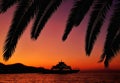 Greece ferry at sunset Royalty Free Stock Photo