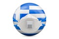 Greece with filtering half face mask, respirator. 3D rendering