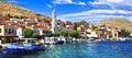 Greece fishing villages - charming  Simi island in Dodecanese. Royalty Free Stock Photo