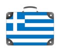 Greece flag in the form of a travel suitcase on a white background