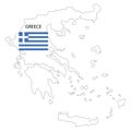 Greece flag on map. National flag graphic design. Contour symbol. Vector illustration. Stock image. Royalty Free Stock Photo