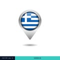 Greece flag map pin vector design template. Royalty Free Stock Photo