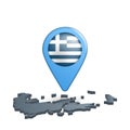 Greece flag map pin on white Royalty Free Stock Photo