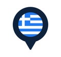 Greece flag and map pointer icon. National flag location icon vector design, gps locator pin. vector illustration Royalty Free Stock Photo