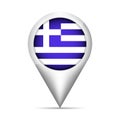 Greece flag map pointer with shadow. Vector illustration Royalty Free Stock Photo