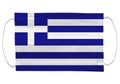 Greece flag on a medical mask. Isolated on a white background. for corona virus or covid-19, protective breathing masks for virus Royalty Free Stock Photo