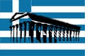 Greece flag with Parthenon