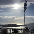 Greece Flag Santorini Island Sun Royalty Free Stock Photo