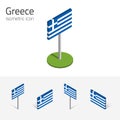 Greece flag, vector set of 3D isometric icons Royalty Free Stock Photo