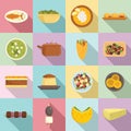 Greece food icons set, flat style Royalty Free Stock Photo