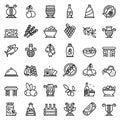 Greece food icons set, outline style