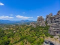 Greece. Rocks of Meteora. View of the Thessalian Plain Royalty Free Stock Photo