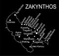 Greece Ionian island of Zakynthos map (Zakinthos) vector line contour silhouette illustration