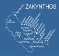 Greece Ionian island of Zakynthos map (Zakinthos) vector line contour silhouette illustration