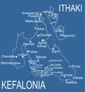 Greece island Cephalonia map vector line contour silhouette illustration isolated