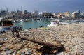 Greece, the island of Crete. The harbour at the port city and capital, Heraklion. Royalty Free Stock Photo