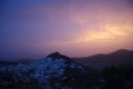 Greece, the island of Ios. The old village at sunset. Royalty Free Stock Photo