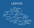 Greece island Lesvos map vector line contour silhouette illustration isolated
