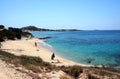 Greece the island of Naxos. A sandy beach at Mikri Vigla. Royalty Free Stock Photo