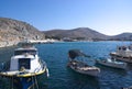 Greece, the island of Pserimos.  Fishing boats. Royalty Free Stock Photo