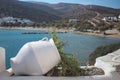 Greece island of Sikinos. The port beach and bay.