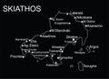 Greece island Skiathos map vector line contour silhouette illustration isolated