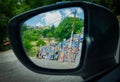 Roadside display of Greek rugs for sale