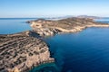 Greece, Kato Koufonisi small Cyclades island, aerial drone view Royalty Free Stock Photo