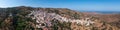 Greece, Kea island. Aerial drone view panorama of Ioulida chora