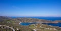 Greece. Kea island, Otzias. Blue sea and sky, landscape aerial view