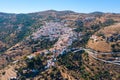 Greece, Kea island. Panoramic aerial drone view of the capital city, Ioulis Royalty Free Stock Photo