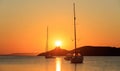 Greece, Sailing boat at sunset Royalty Free Stock Photo