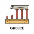 Greece, Knossos palace, labyrinth of King Minos, vector outline illustration
