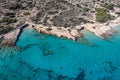 Greece, Koufonisi island, sandy beach, aerial drone view Royalty Free Stock Photo