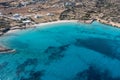 Greece, Koufonisi island, sandy beach, aerial drone view Royalty Free Stock Photo