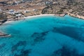 Greece, Koufonisi island, sandy beach, aerial drone view