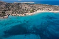 Greece, Koufonisi island, sandy beaches, aerial drone view Royalty Free Stock Photo
