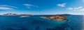 Greece, Koufonisia small Cyclades island, aerial drone panorama Royalty Free Stock Photo