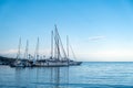 Sailing boats at Loutra village port, Kythnos island, Greece Royalty Free Stock Photo