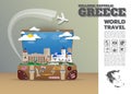 Greece Landmark Global Travel And Journey Infographic luggage.3D Design Vector Template.vector/illustration. can be used for your Royalty Free Stock Photo