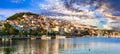 Greek island Lesvos Lesbos. Scenic Plomari town Royalty Free Stock Photo