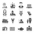 Greece Landmarks and cultural features monochrome icons design s