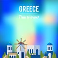 Greece Landmarks with sunset travel banner design