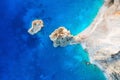 Greece landscape. Aerial seascape at the day time. Bay and rocks. Blue water background in the summer. Sea and beach. Royalty Free Stock Photo