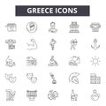 Greece line icons, signs, vector set, linear concept, outline illustration Royalty Free Stock Photo