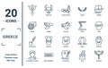 greece linear icon set. includes thin line psi, chariot, ink and quill, alexander the great, caduceus, pegasus, poseidon icons for